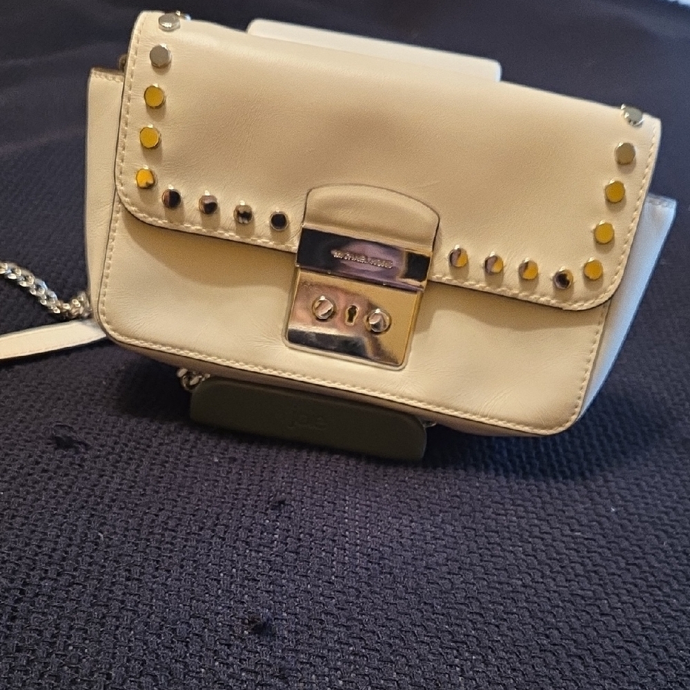Michael Kors Cream Mini Crossbody Bag with Silver Studs